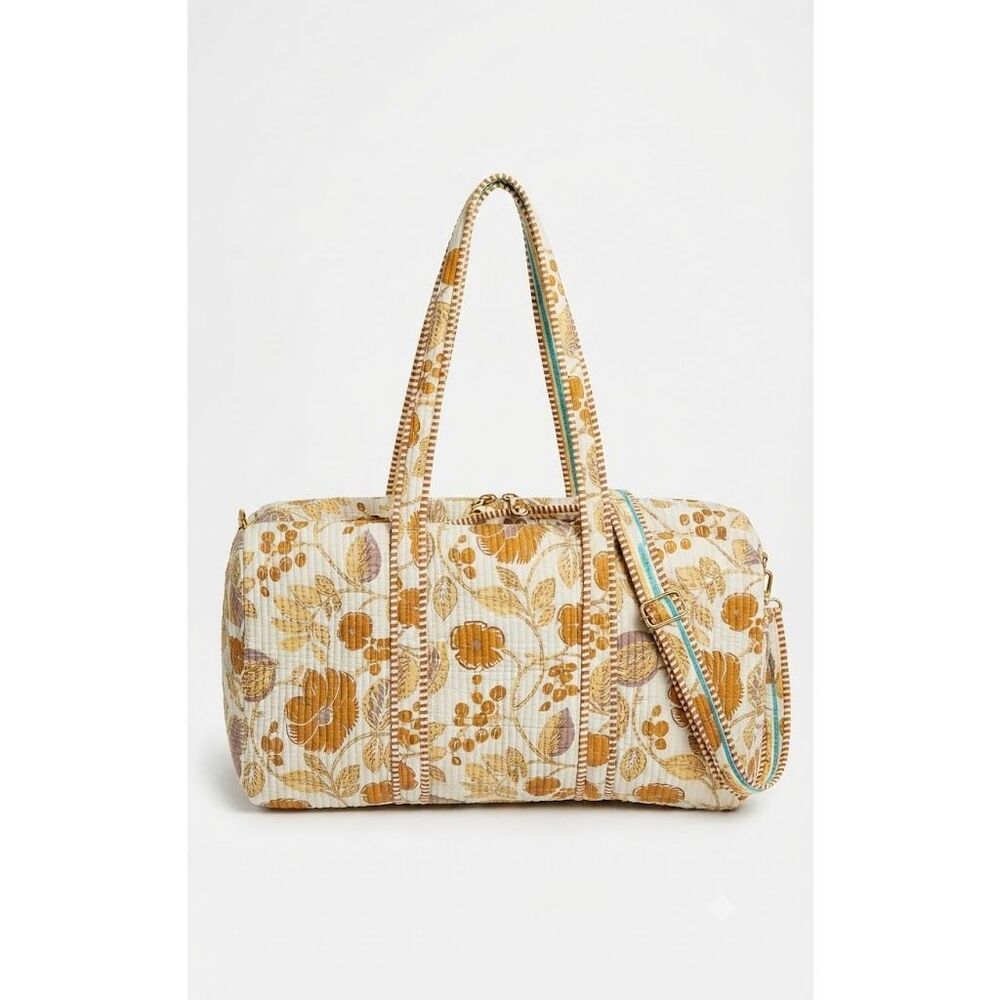 POL Oasis Orange Soft Cotton Quilted Artisanal Duffle Bag NWT
